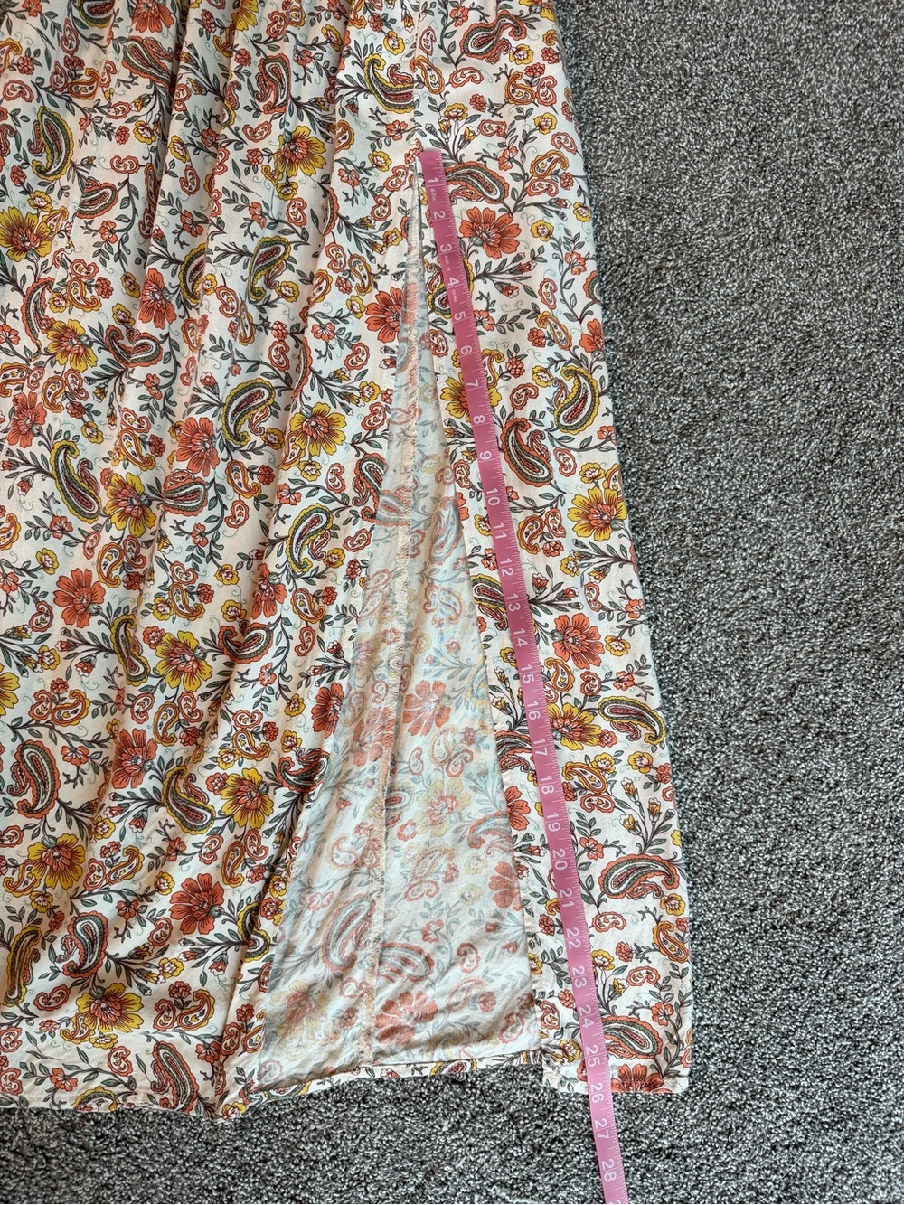 Patrons of Peace Paisley Floral Maxi Skirt XS Boho Side Slit Rayon - Picture 5 of 8